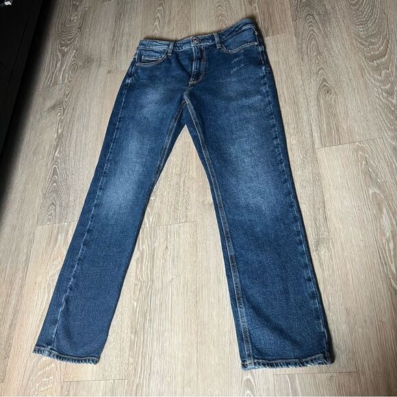 Guess Girly High Rise Waist Straight Ankle Denim Jean Leather Patch 29 x 27.5” - Picture 4 of 14